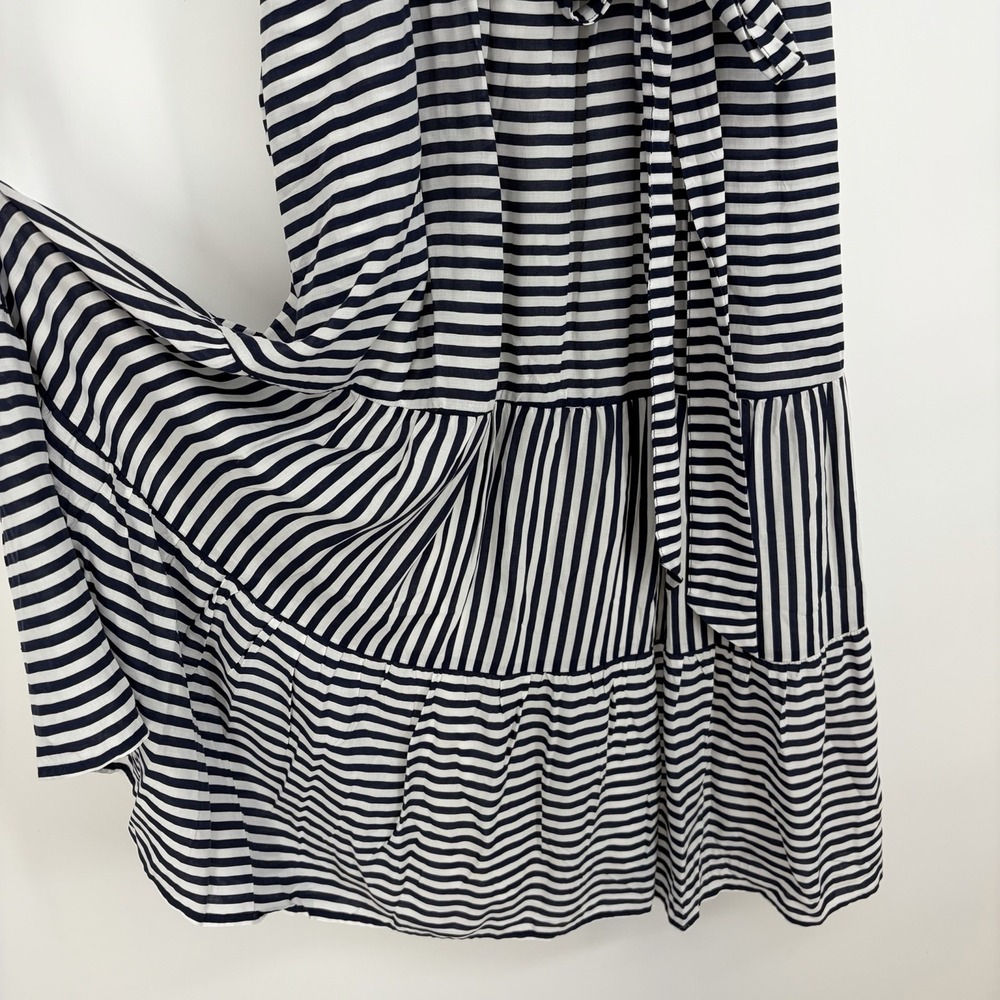 Torrid Tiered MIDI Dress 2X Navy White Stripe Challis Tie Summer Nautical Staple - Picture 12 of 15